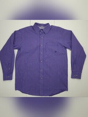 Ariat Pro Series Men's Purple Plaid Button Down Long Sleeve Shirt Size Medium